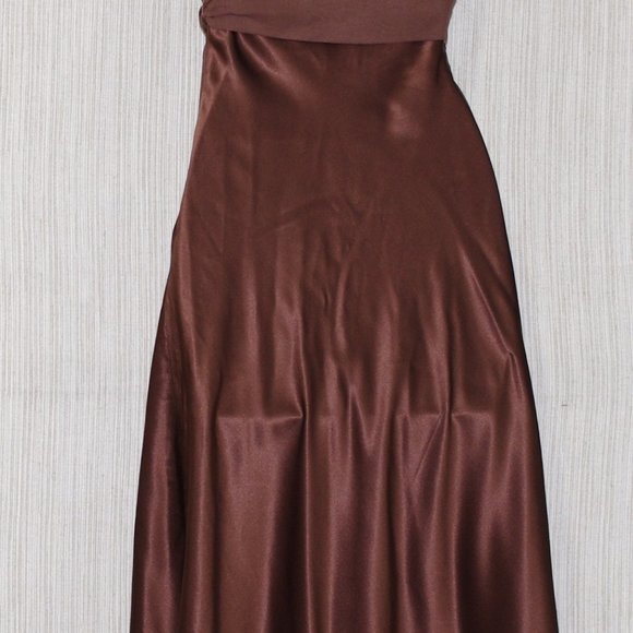 BCBGMAXAZRIA  Brown Silk Halter High Low Cocktail DressSize:0 - Picture 4 of 4
